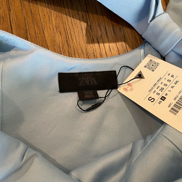 Zara Blue Stretch Top with Bow Straps - Picture 5 of 5